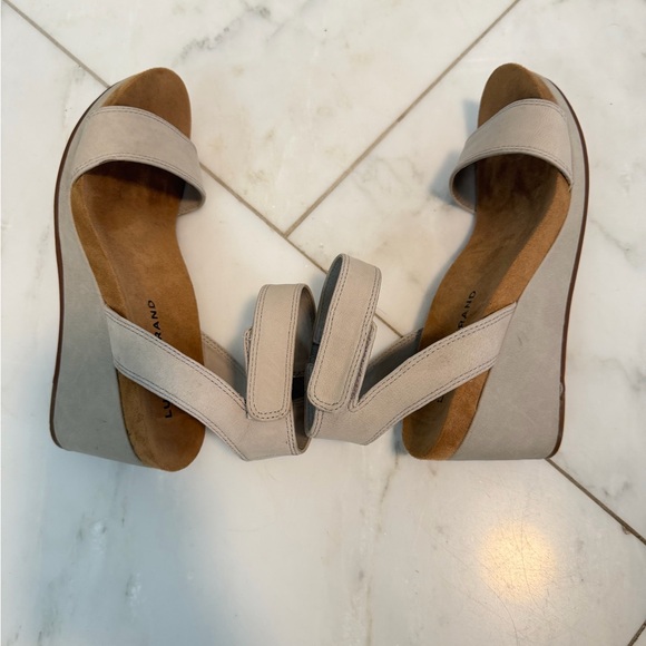 Lucky Brand Konoa Women’s 6.5 Light khaki stone leather ankle strap wedge sandal - Picture 7 of 10